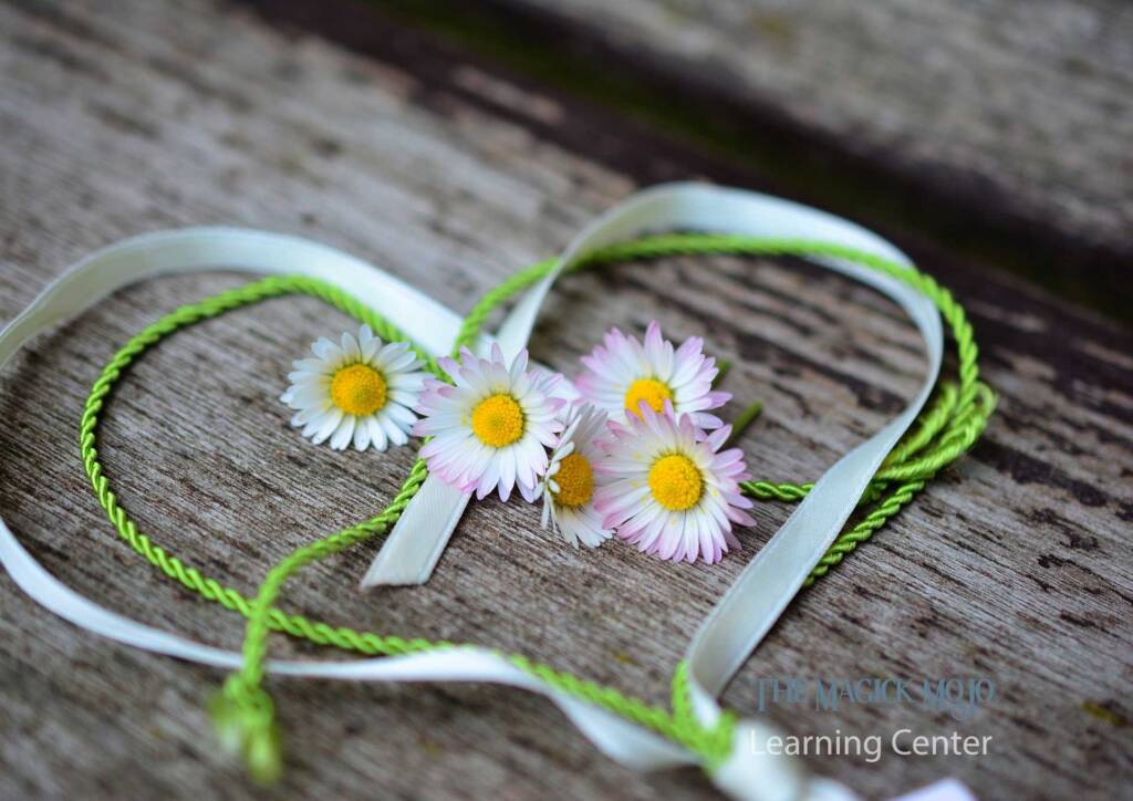 Ostara ribbon and flower heart