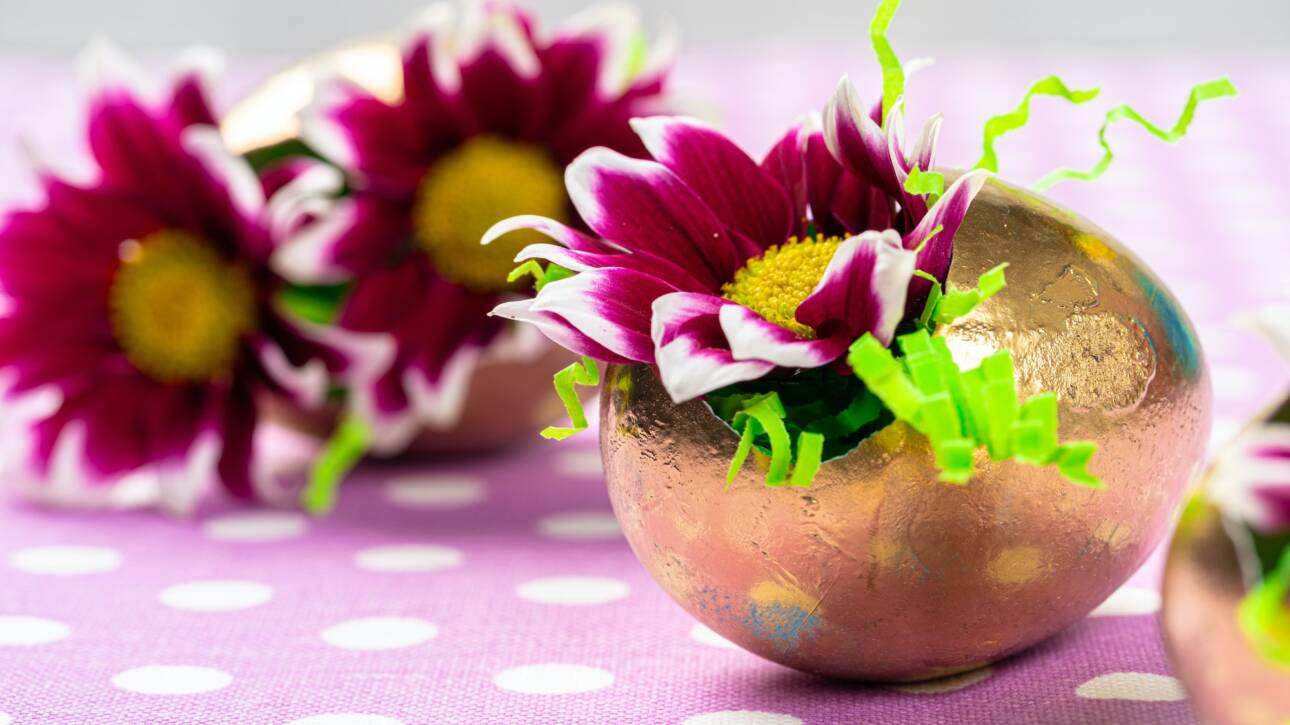 Easter background with bright colored Easter egg