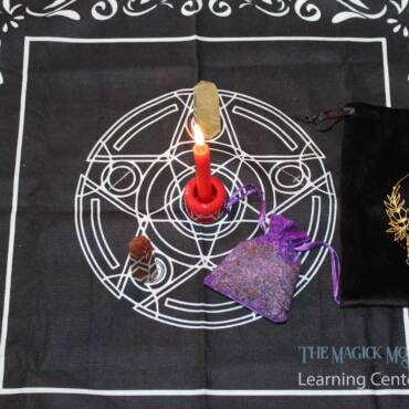 Magical altar with items for an invigorating spell