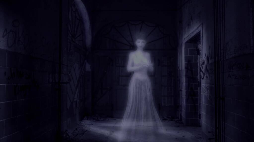 Victorian ghost in a hallway