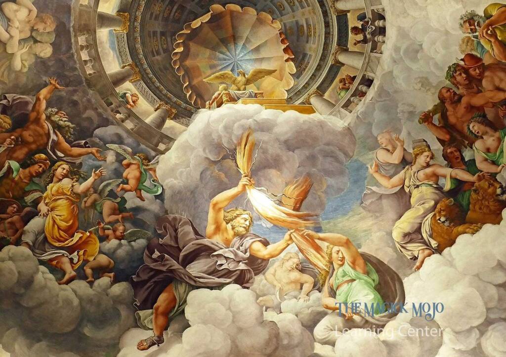 Zeus-centered Greek Pantheon ceiling painting