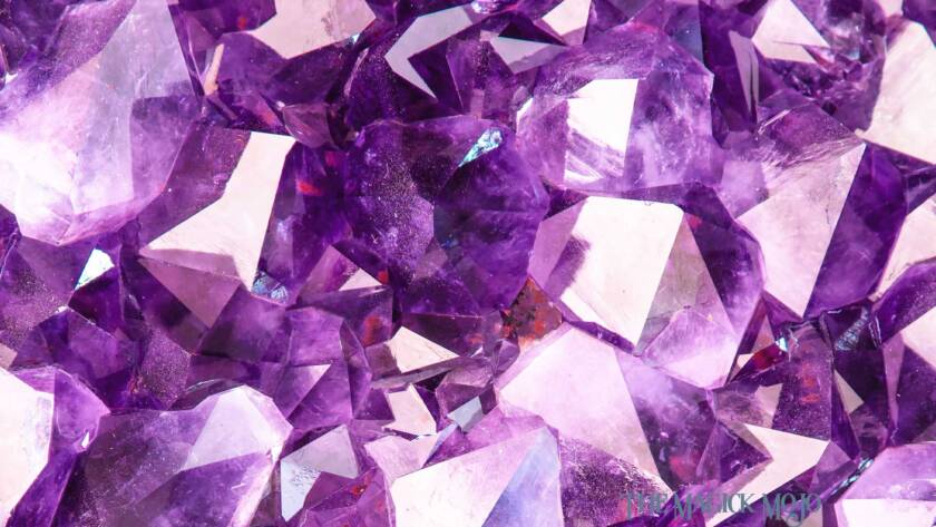 Close-up of vibrant purple amethyst crystals